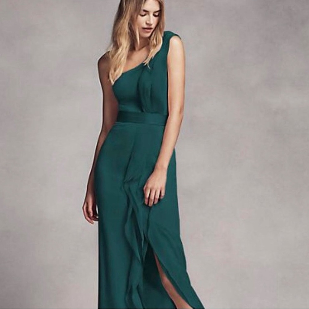 Vera Wang One Shoulder Green Bridesmaid Dress